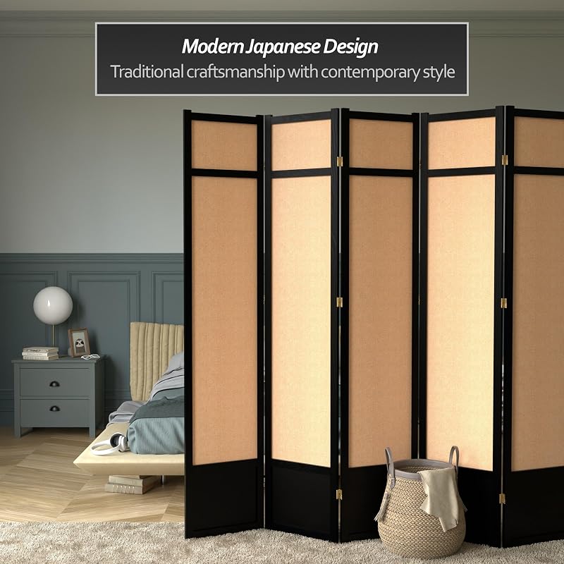 Pantalla Shoji yute 7ft 6 paneles color negro