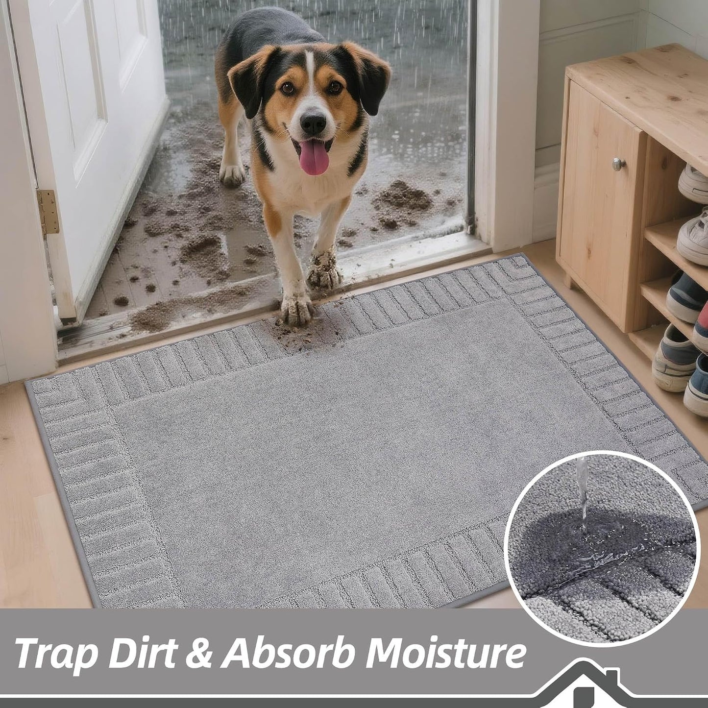 Alfombra puerta antiderrap absorbente perfil bajo lavable