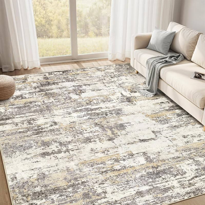 Alfombra sala 7x9ft moderna neutral suave antiderrap