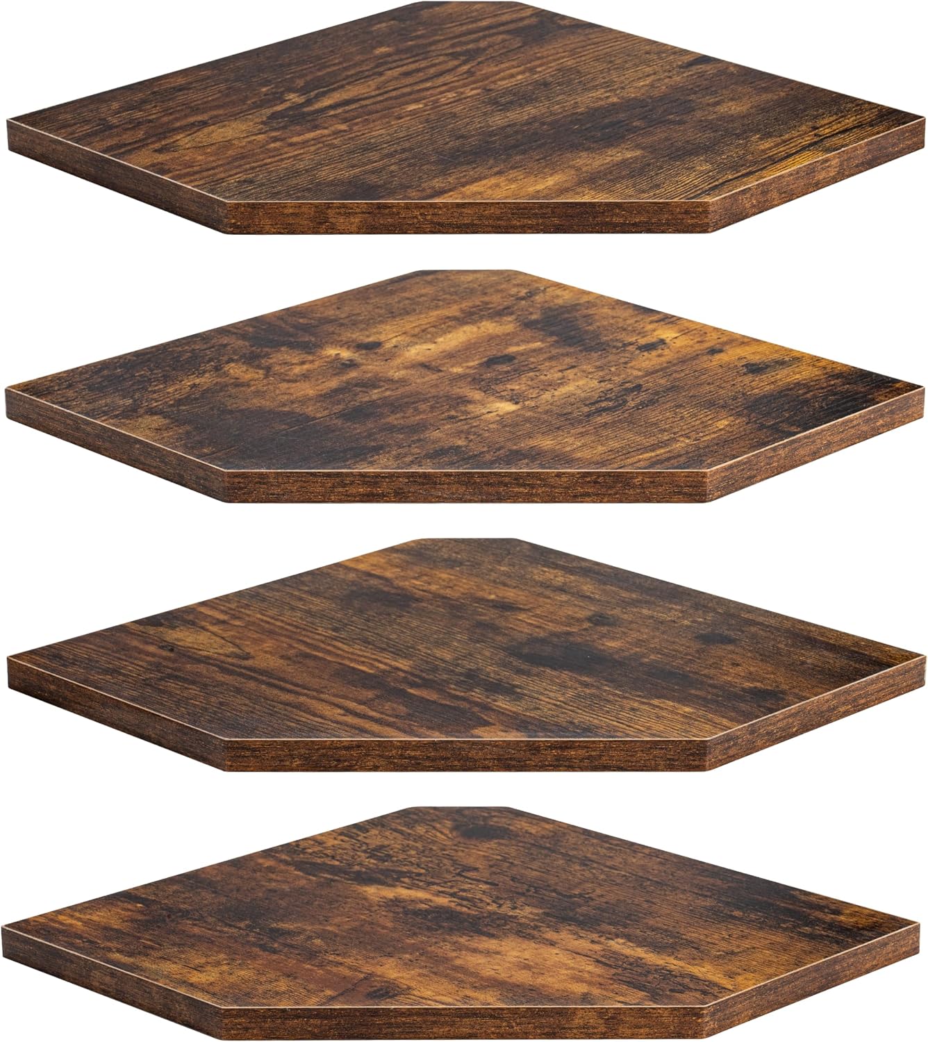 Estante esquinero flotante madera rústica set 4