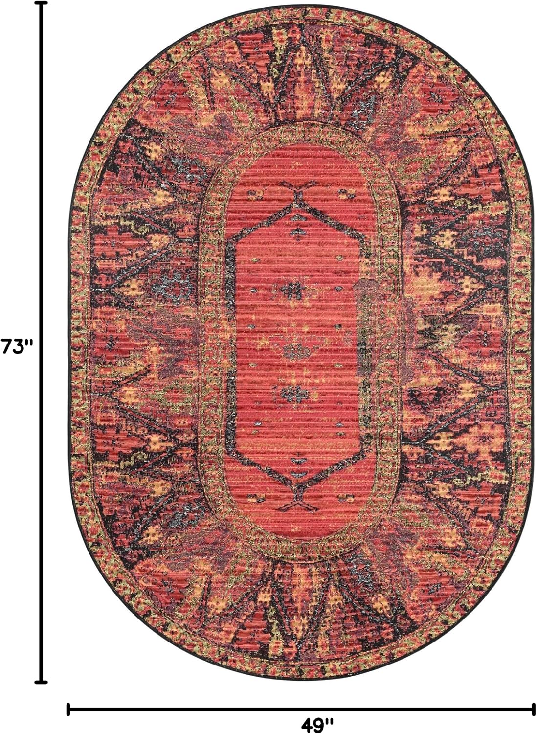 Alfombra quepos tribal oval 4'1x6'1 multi/negro