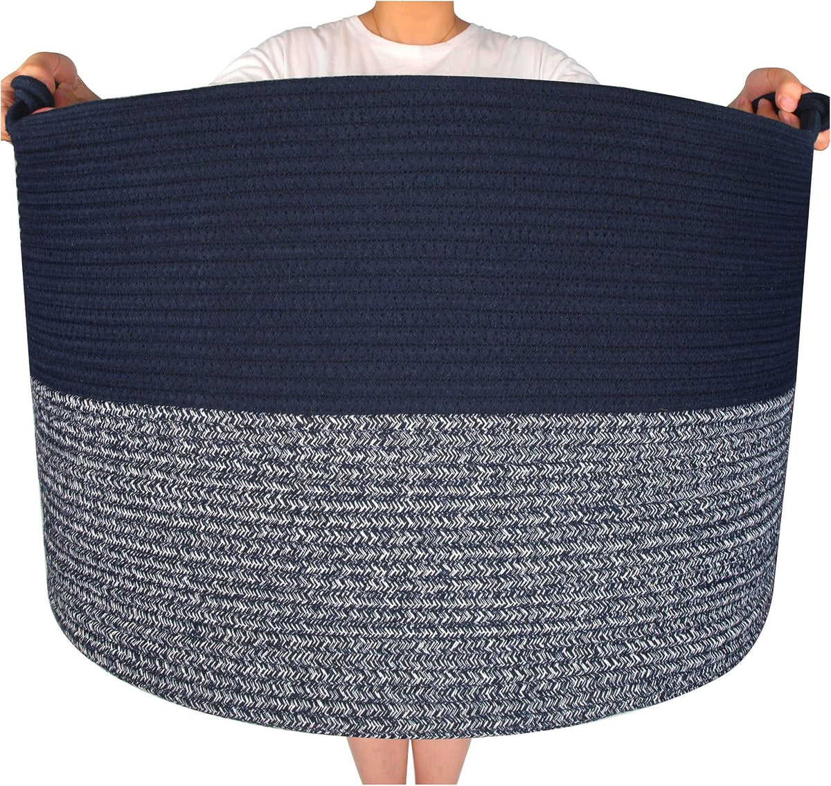 Cesta decorativa de cuerda algodón 22x16pulg para sala y lavandería
