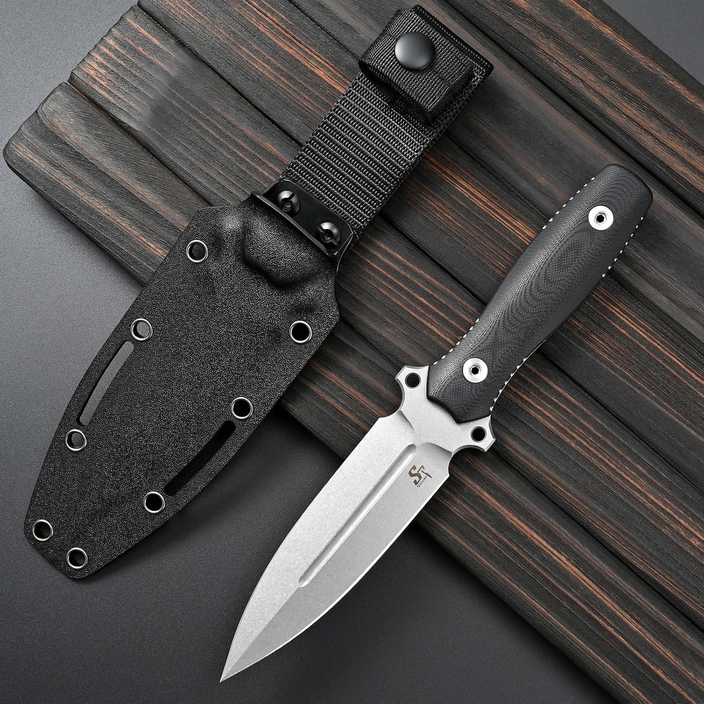 Cuchillo EDC Sleipner acero lavado piedra mango G10 plata