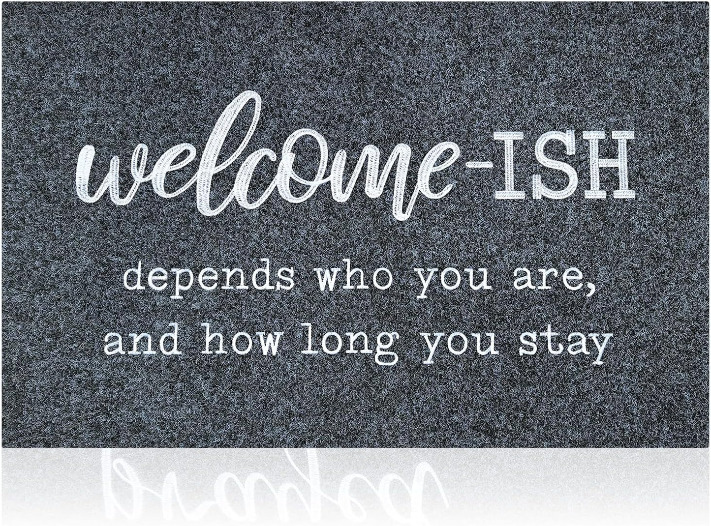 Tapete entrada gris diseño Welcome-ish antiderrap 24pulg