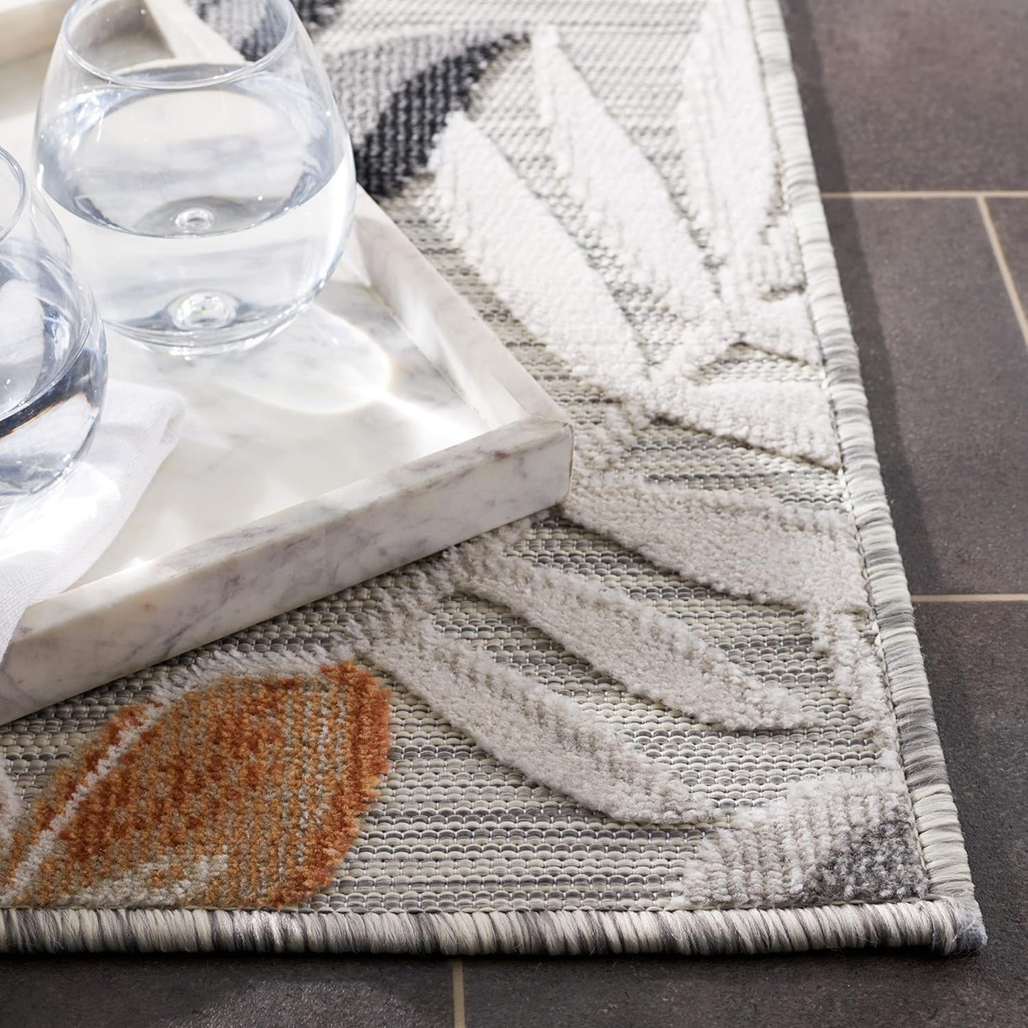 Alfombra exterior lavable 9x12ft gris marfil no pelusa