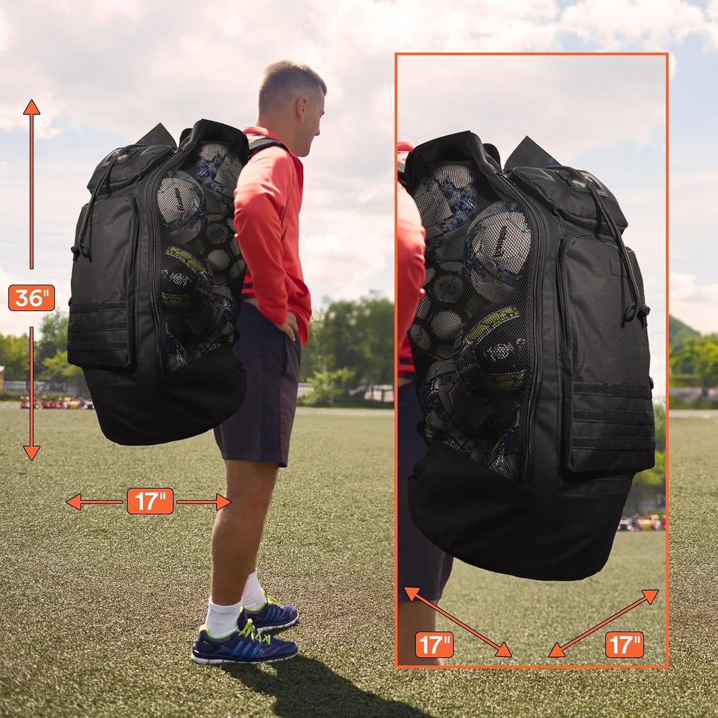 Bolsa malla XL para balones fútbol correa ajustable
