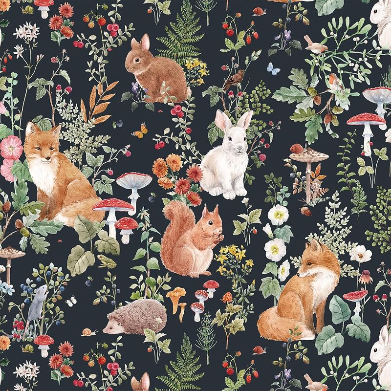 Papel tapiz autoadhesivo 17.5x276" diseño floral zorro