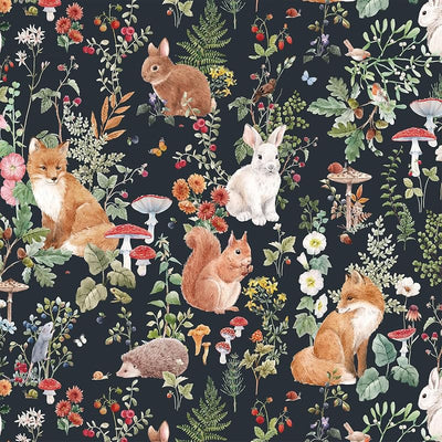 Papel tapiz autoadhesivo 17.5x276" diseño floral zorro