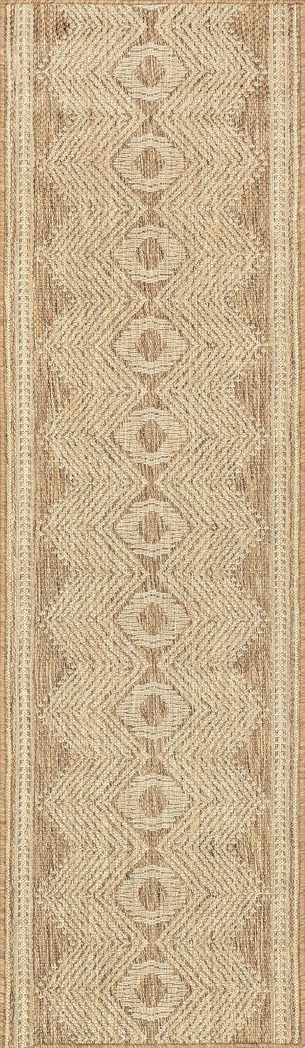 Alfombra geométrica tribal 2x8' resistente manchas