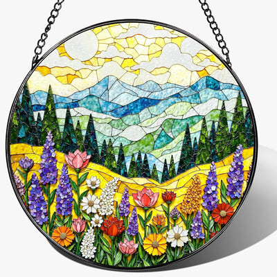 Adorno vitral 8pulg colgante decoración ventana flores silvestres