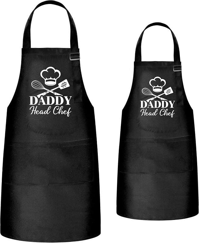Set 2 Delantales Ajustables con Bolsillos Padre e Hijo