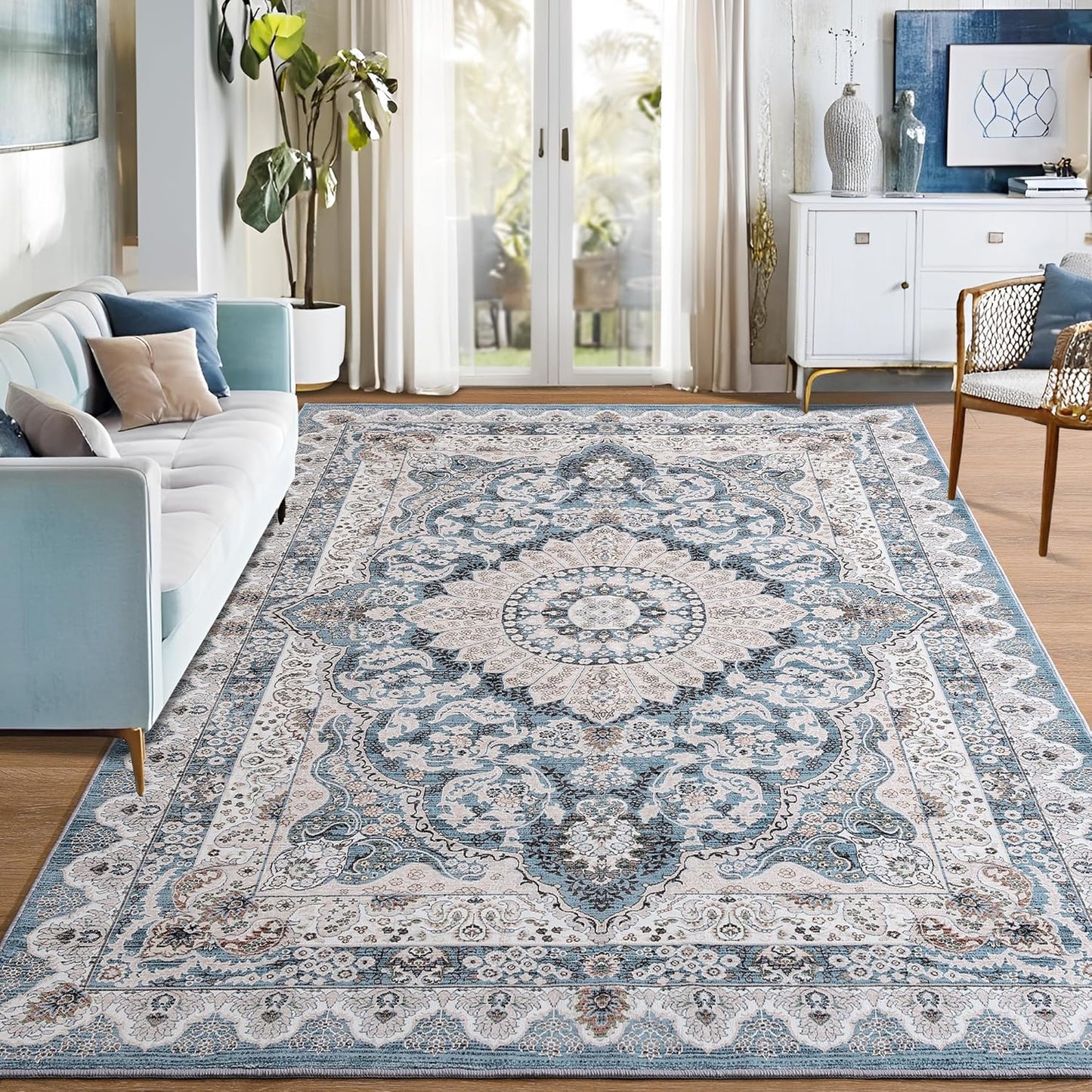 Alfombra área 6x9 vintage lavable antiderrap pelo bajo
