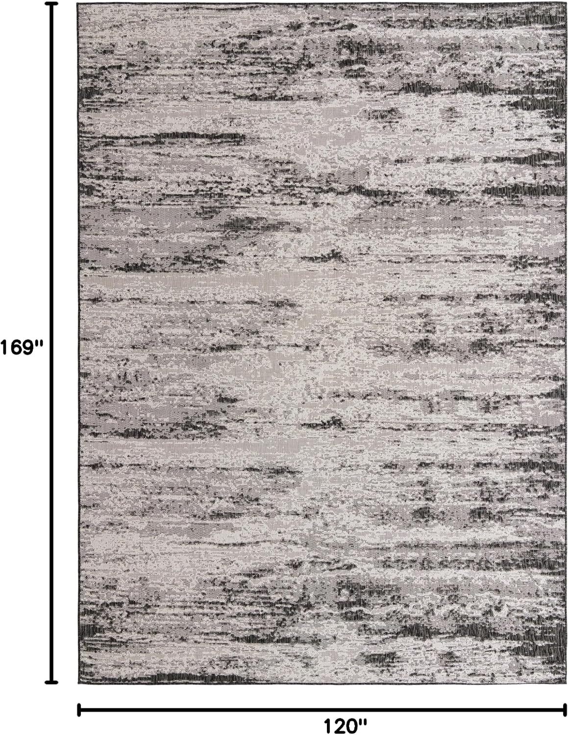 Alfombra rectangular 10x14ft 1pulg color carbón y marfil