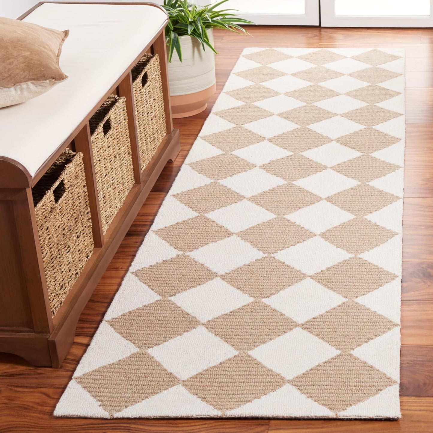 Alfombra sala dormitorio comedor 2x12ft lana natural beige