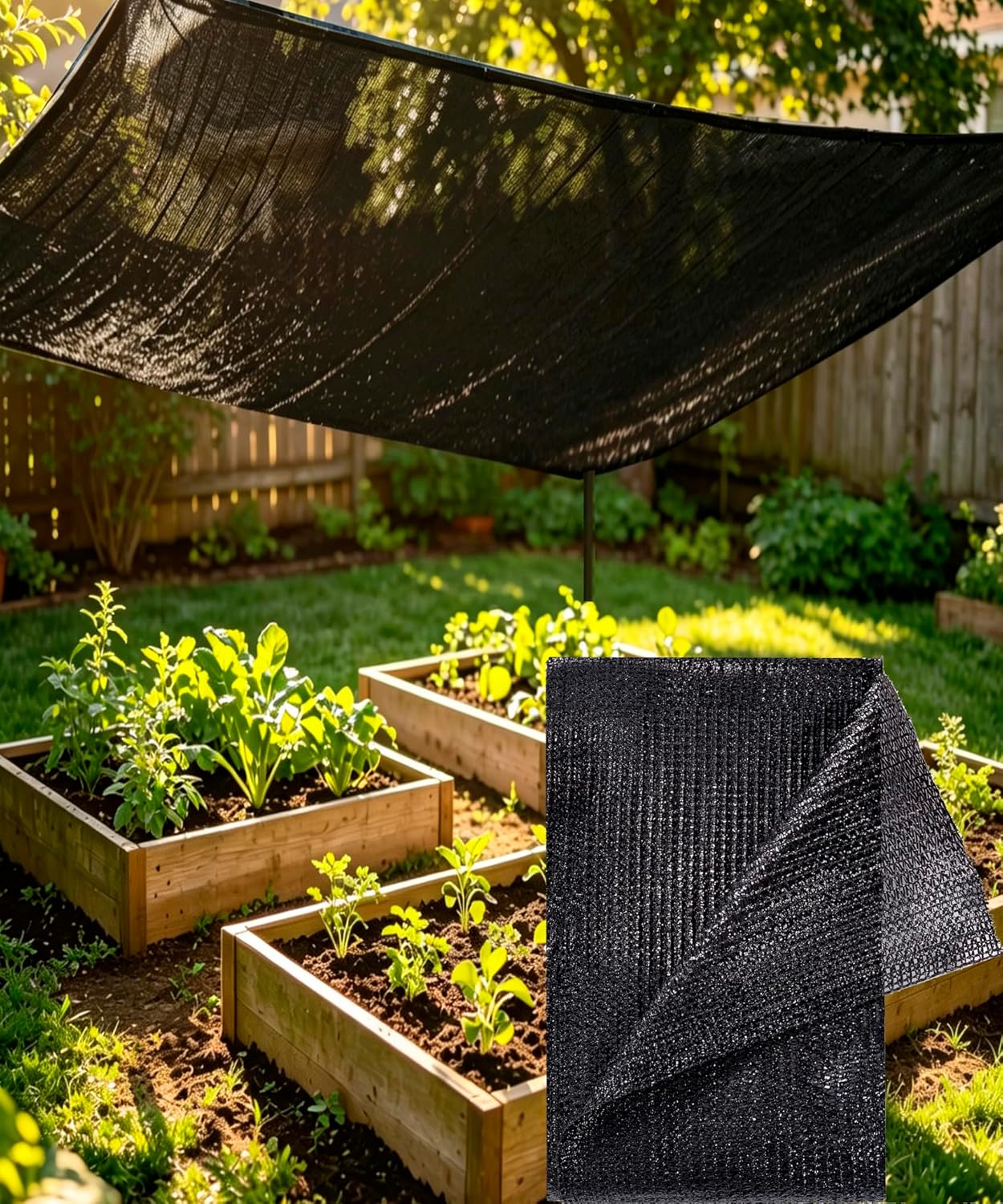 Tela sombra 70-80% UV 10x8ft para jardín invernadero negro