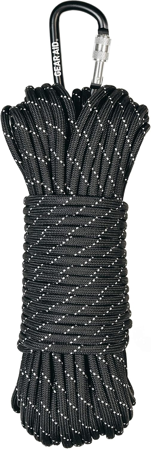 Cuerda paracaídas mosquetón resistente 0.217pulg color negro