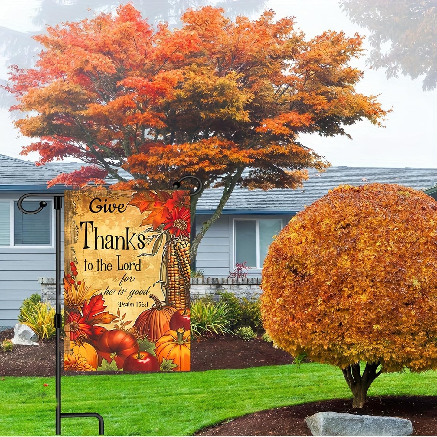 Bandera otoño calabaza 12x18pulg doble cara decoración jardín