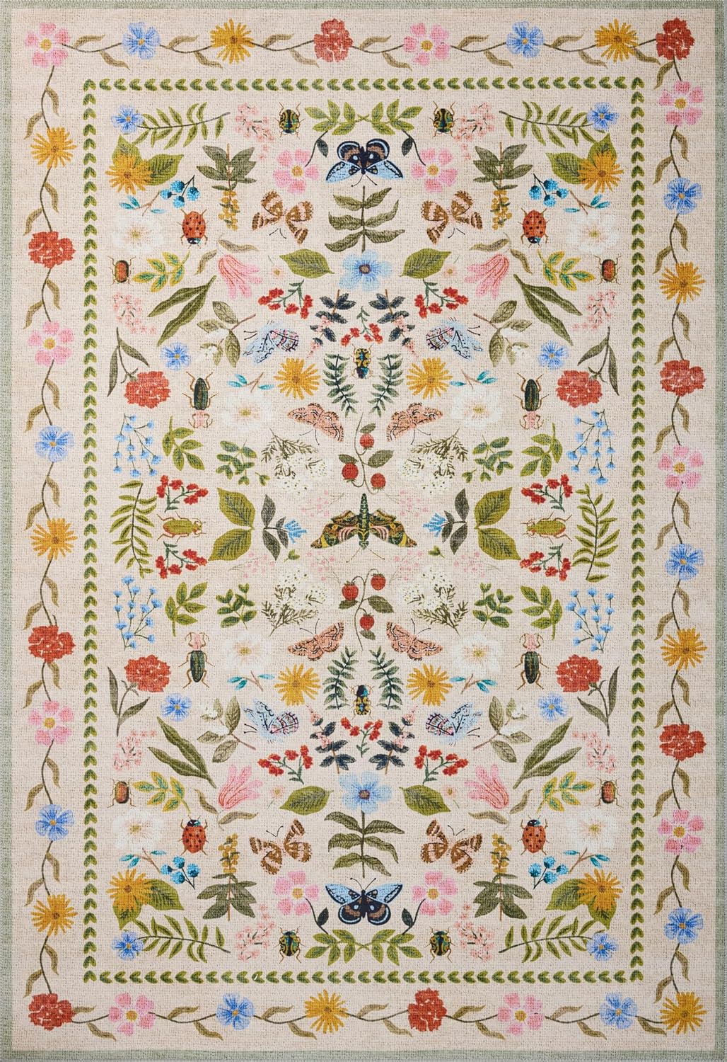 Alfombra decorativa crema/multi 2'3"x3'9" CNP-04