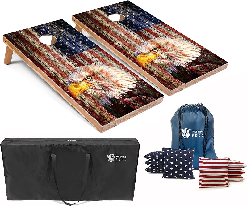 Tablas Cornhole 4x2 ft set 8 bolsas maíz funda transporte