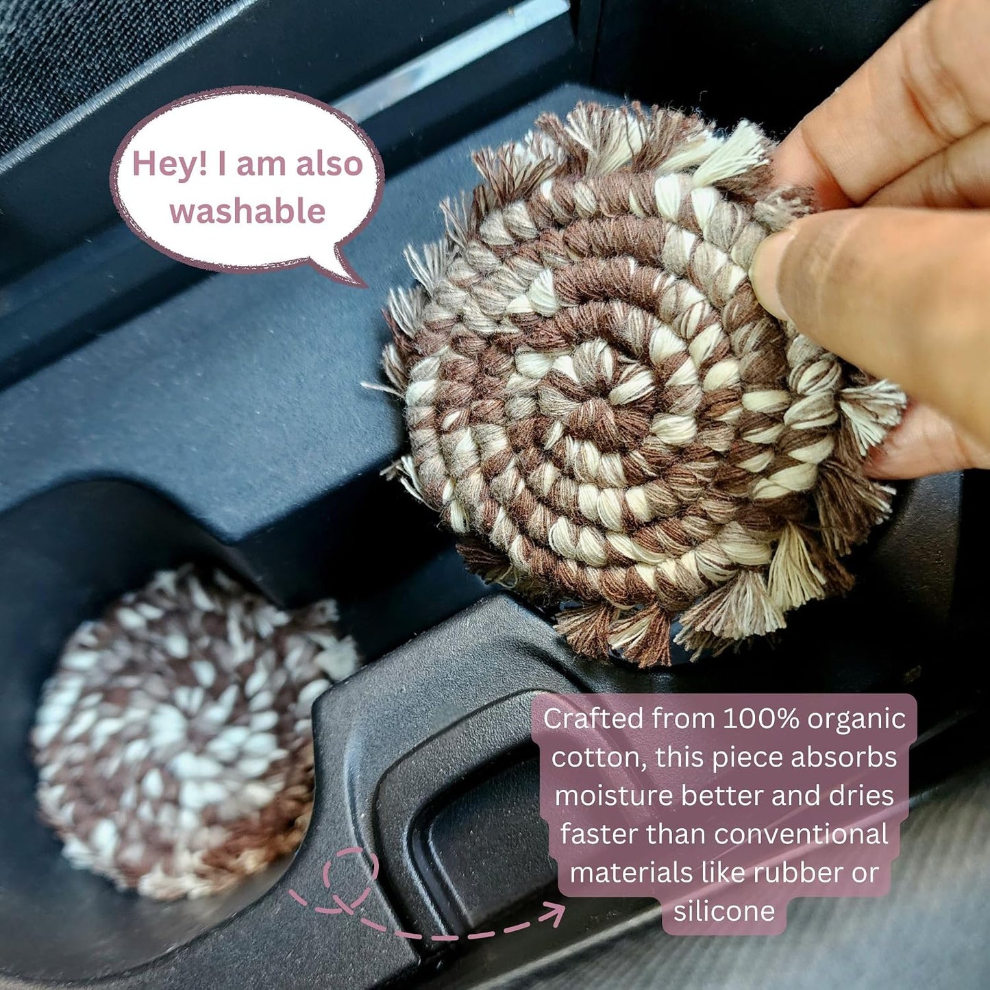 Posavasos algodón para auto 2uds lindos accesorios mujer