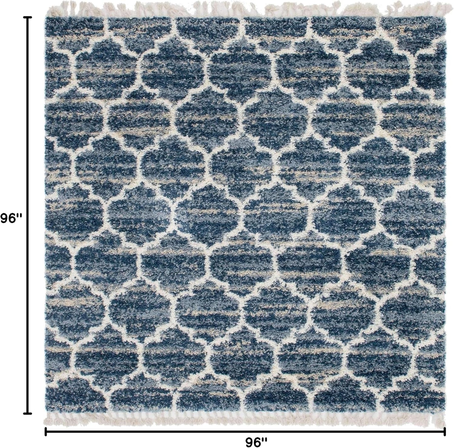 Alfombra área enrejada 8ft cuadrada azul/beige