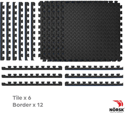 Azulejos foam reversibles 24x24pulg 6 Pzas negro/azul