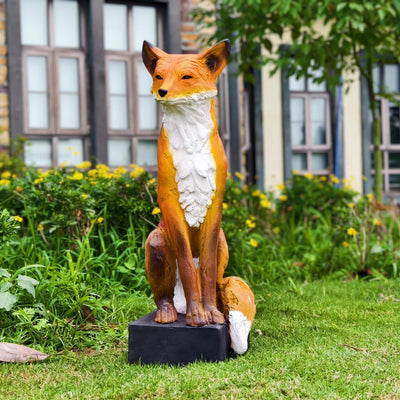 Estatua zorro naranja y blanco para jardín y patio