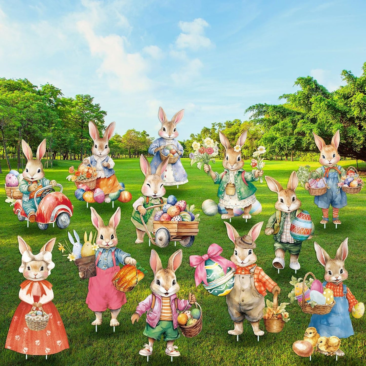12 Letreros Pascua Conejito Plástico Decoración Exterior Jardín