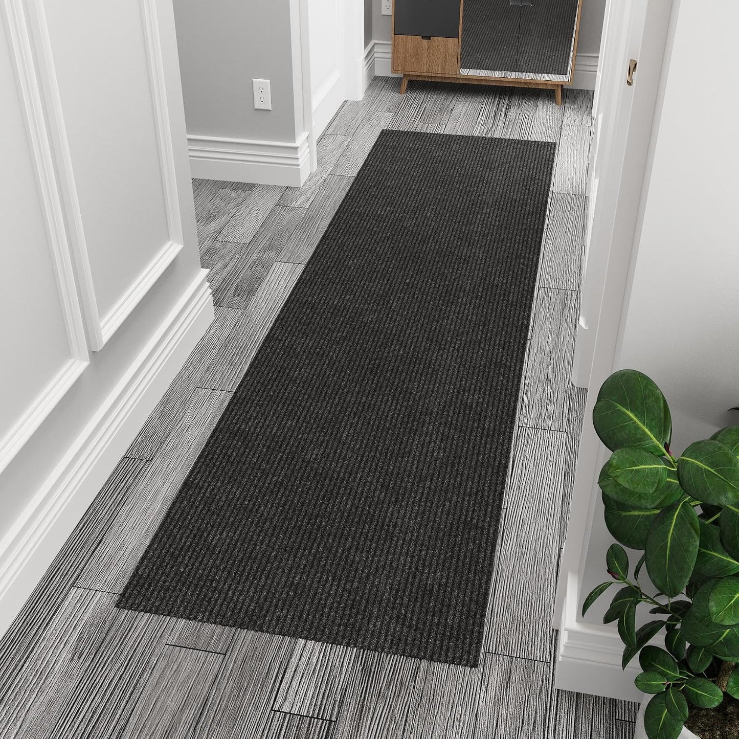 Tapete pasillo pelo raspador 2'7"x9' antiderrap negro