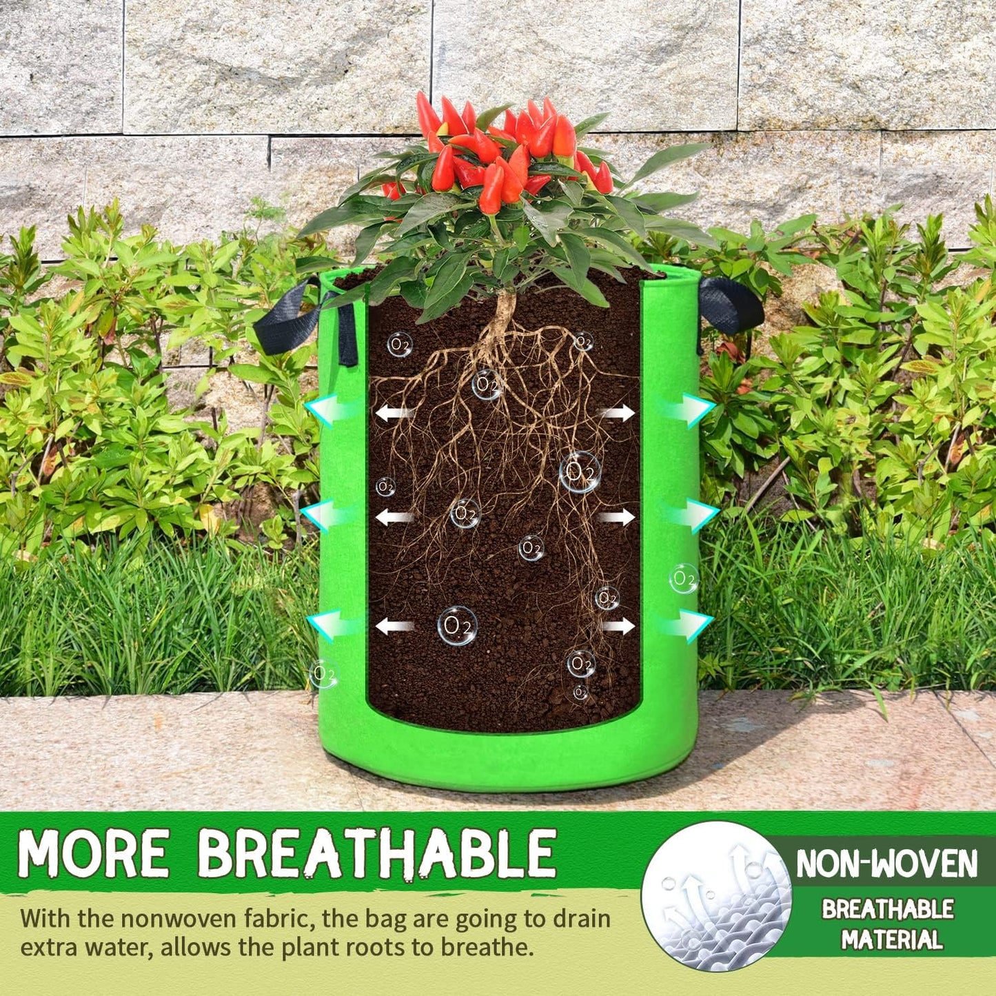 Bolsas cultivo papas 10gal set 6 solapa transpirable