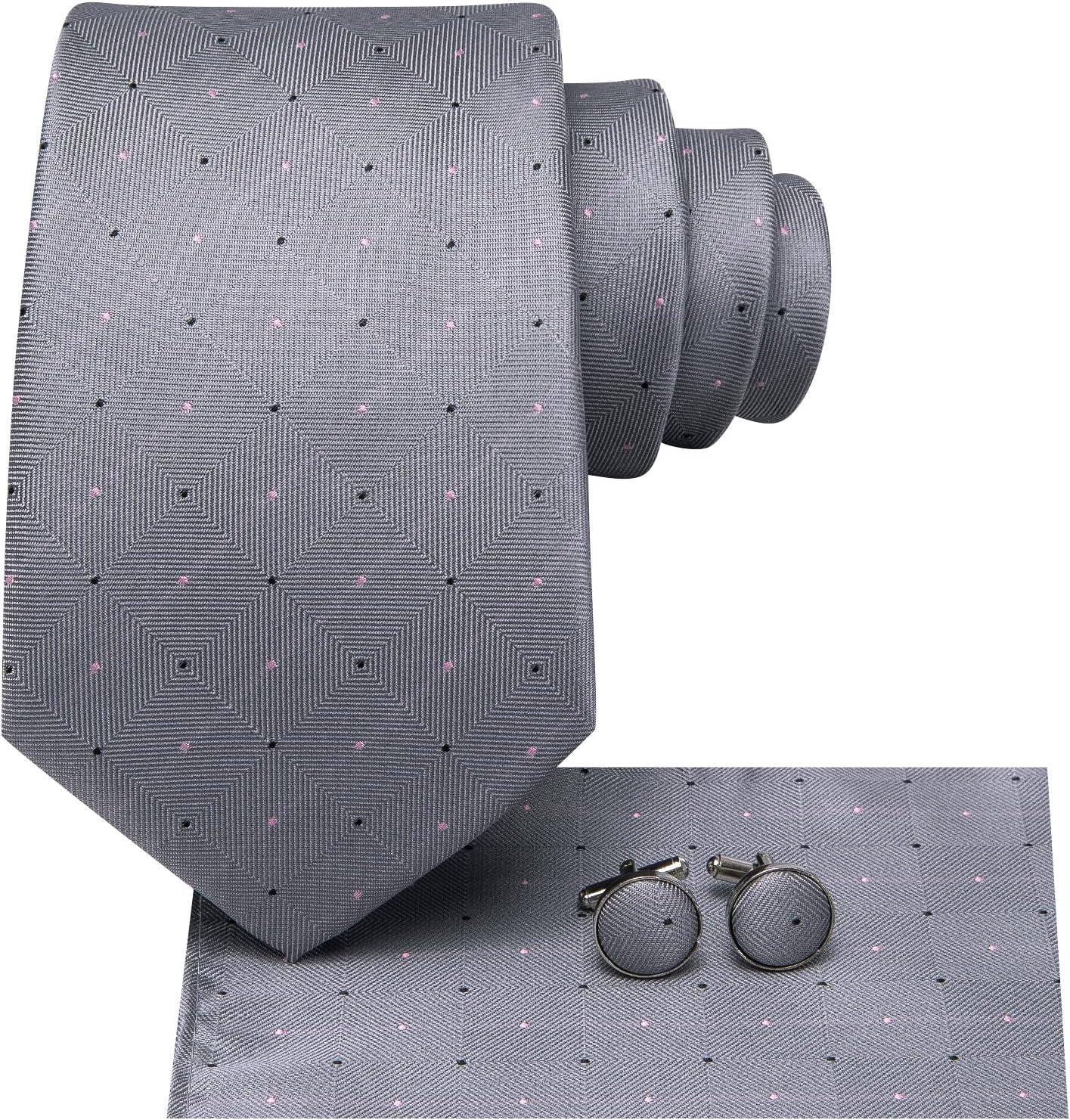 Set corbatas hombre rayas cachemira con pañuelo y gemelos