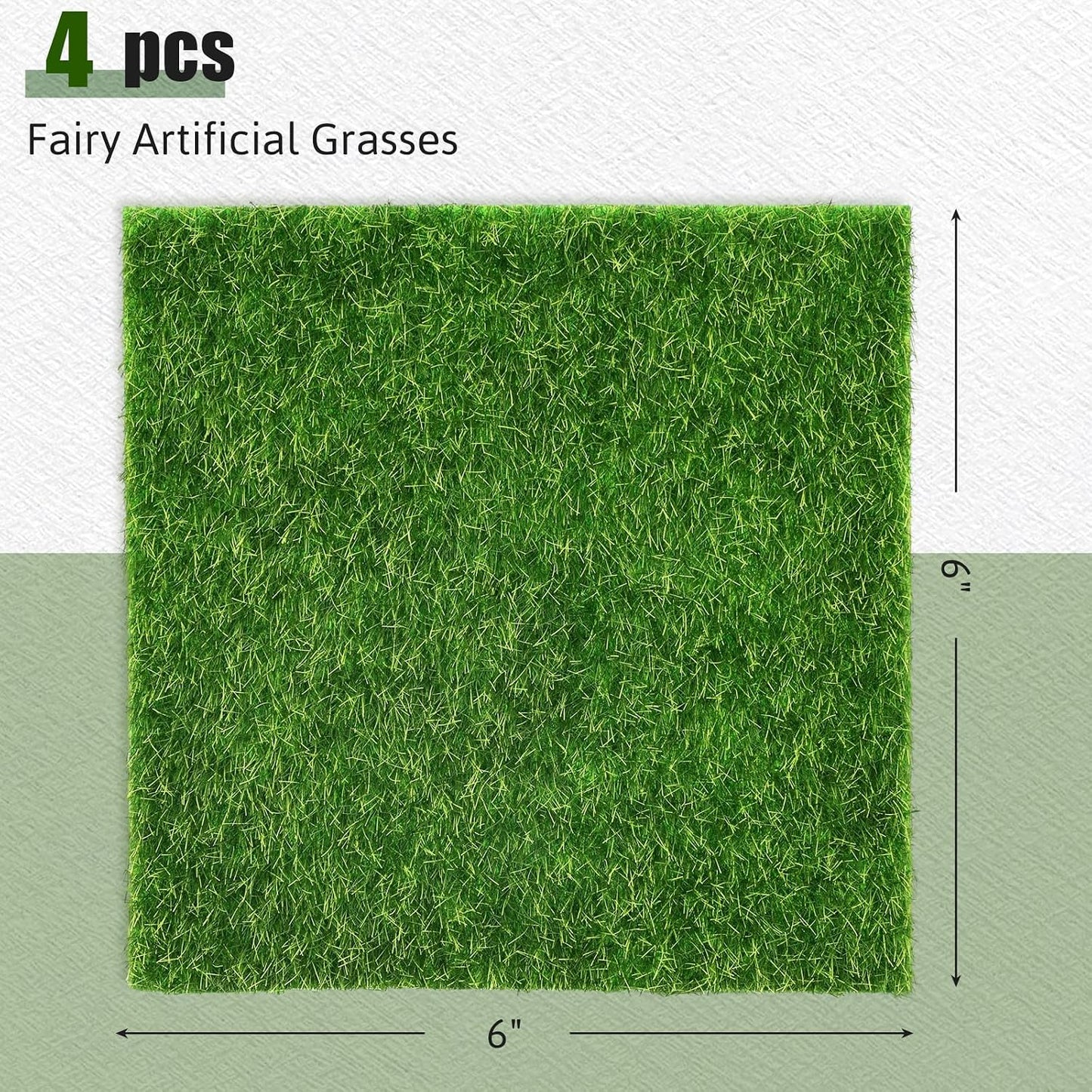4 Pack Musgo Artificial 6x6pulg para Jardín Miniatura y Diorama