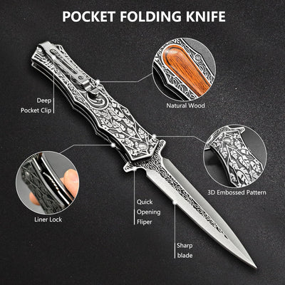 Cuchillo plegable EDC 3.7pulg mango 3D antideslizante