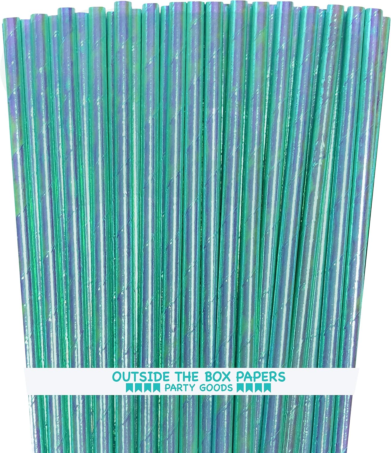 Pajitas aluminio iridiscente azul y verde 7.75pulg 100uds