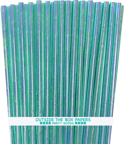 Pajitas aluminio iridiscente azul y verde 7.75pulg 100uds