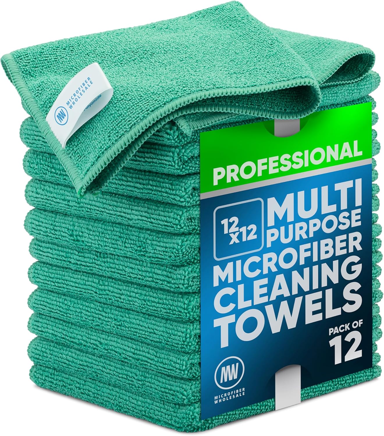 Toalla microfibra 12x12pulg Buff Pro 12uds Verde