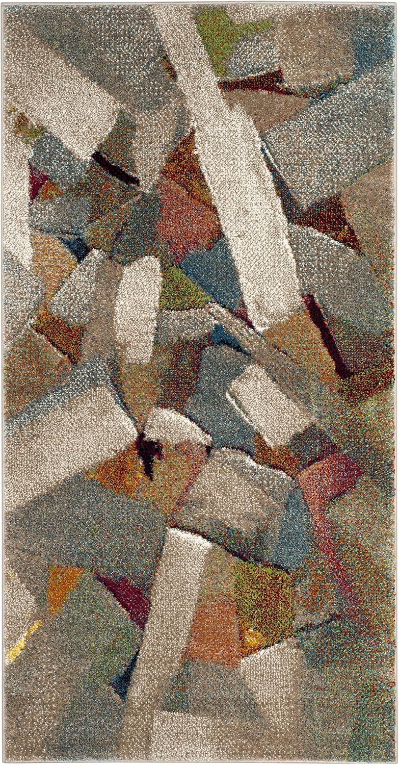 Alfombra decorativa 2'3"x4' gris abstracto moderno no pelusa