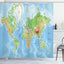 Cortina ducha mapa mundo 69x70pulg con ganchos