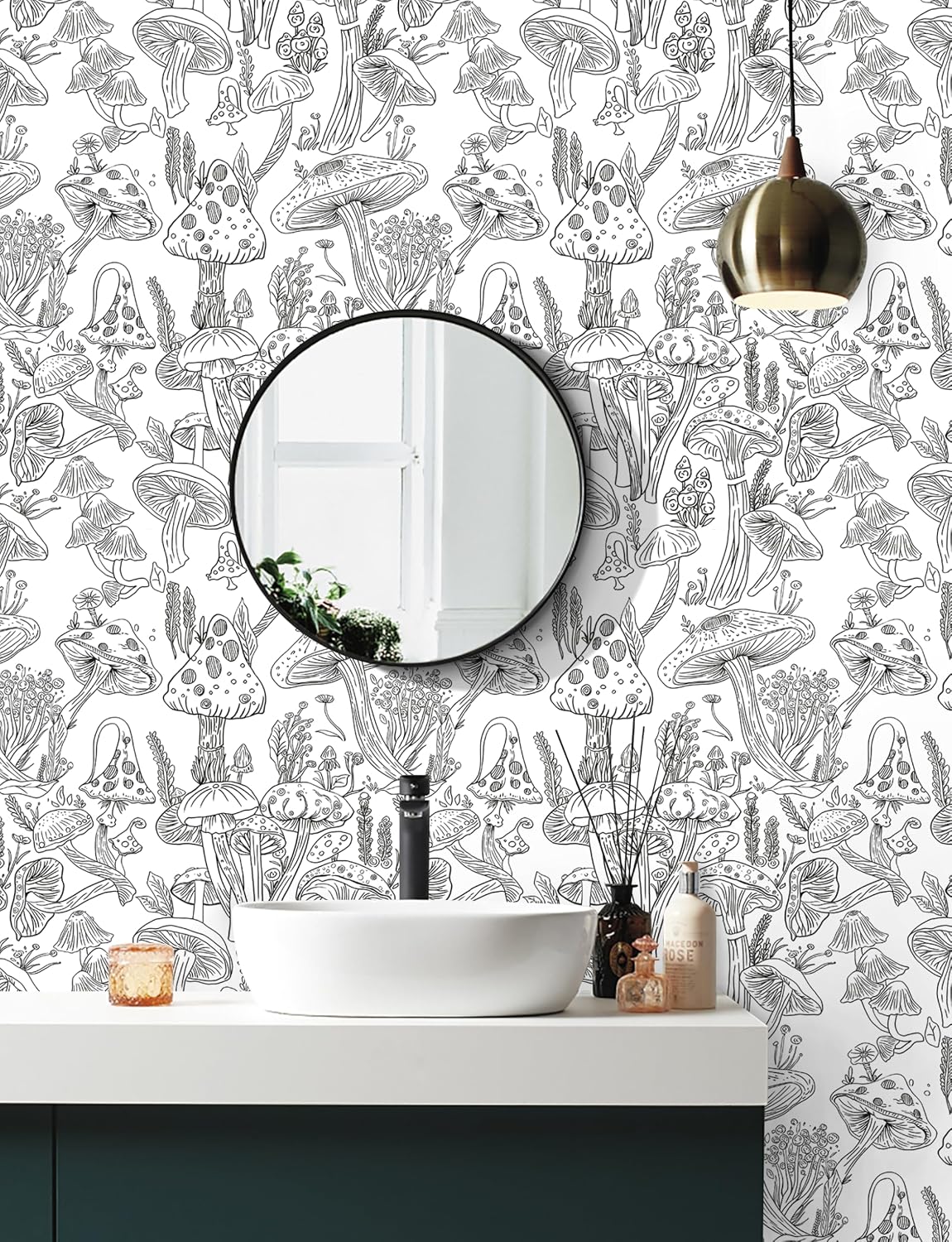 Papel tapiz autoadhesivo 17x393.7pulg dormitorio blanco y negro