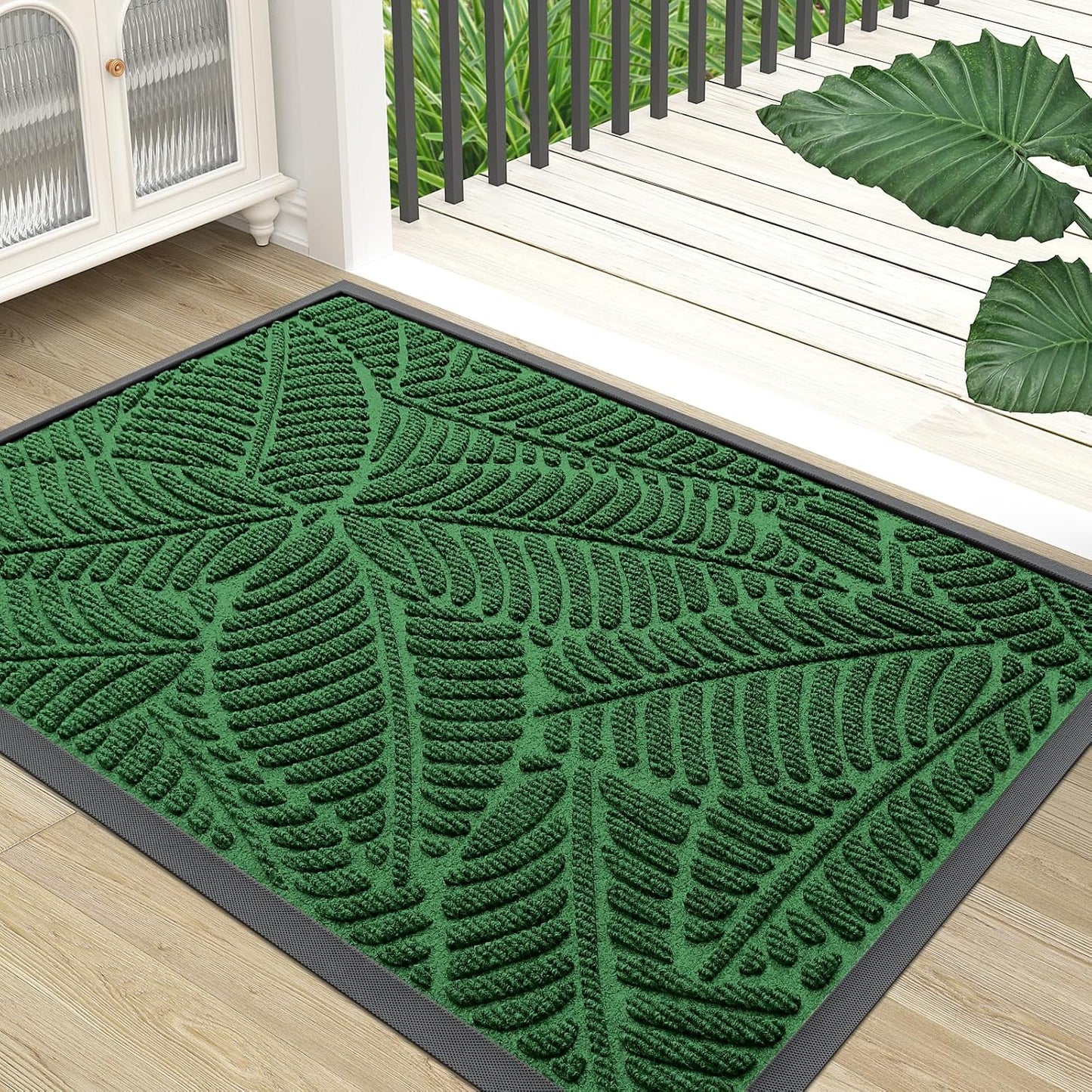 Tapete goma natural impermeable antiderrap 35x23pulg verde