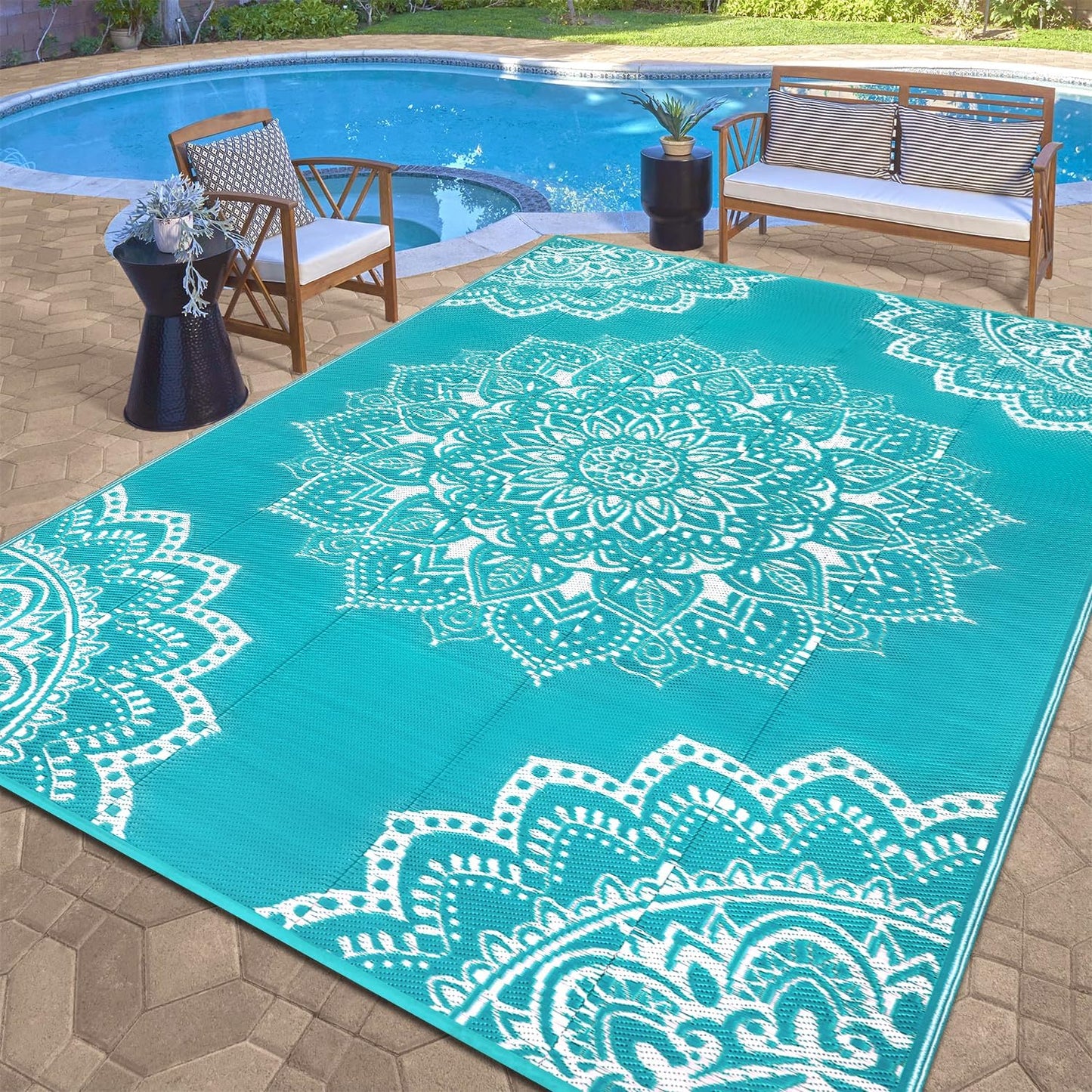 Alfombra impermeable exterior 9x12ft paja plástica para