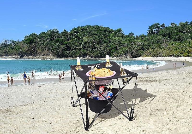 2 Sillas Playa Azules y Mesa Plegable con Enfriador