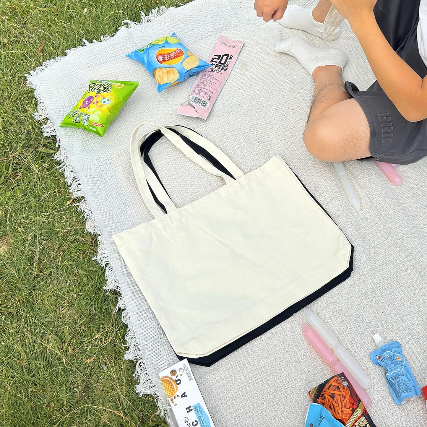 6 Bolsas Lona Resistentes 17x14" Asas Refuerzo Reutiliz.