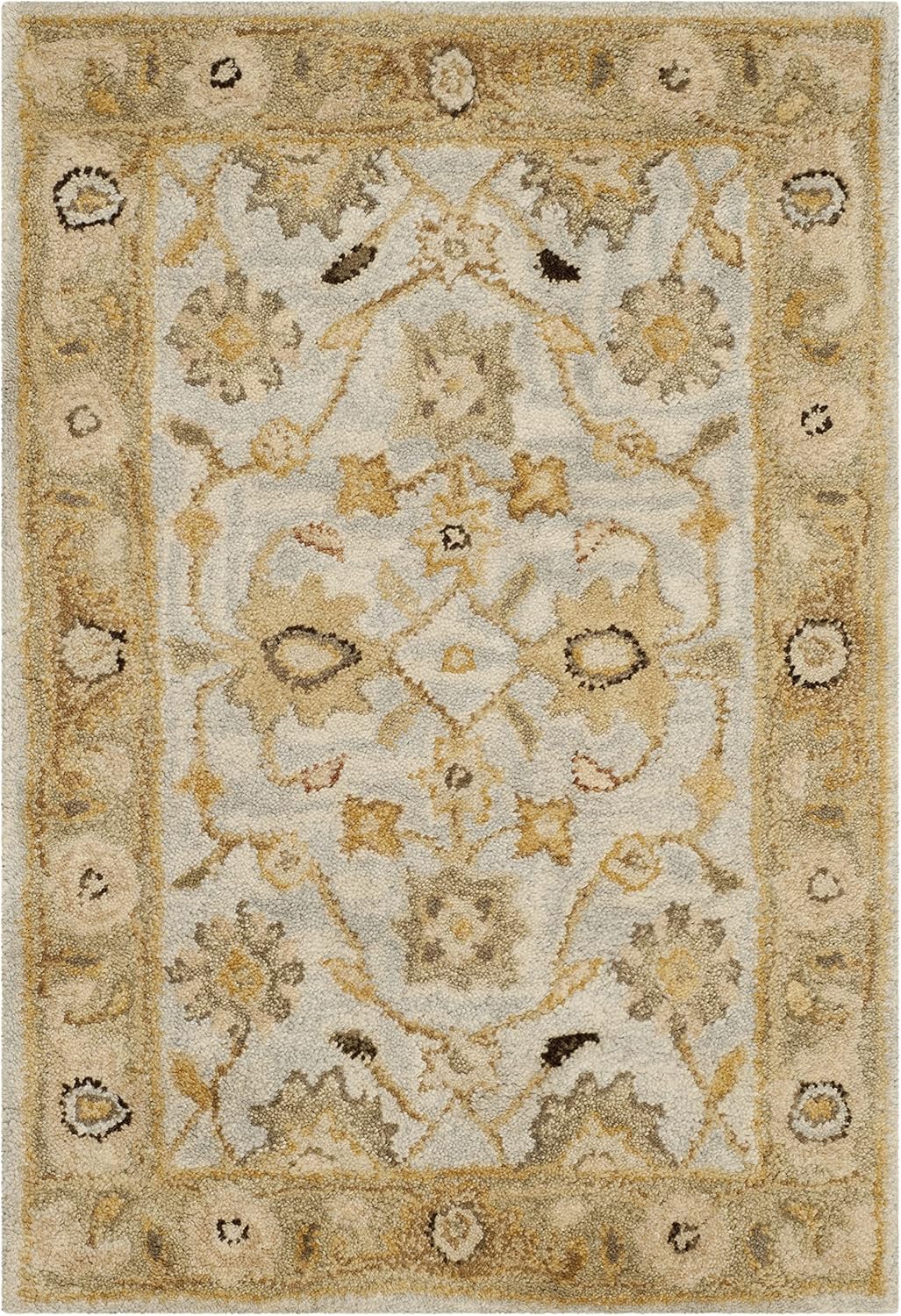 Alfombra lana oriental hecha a mano 2x3ft color azul