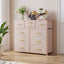 Cómoda 10 cajones tela acero inox madera mango oro rosa