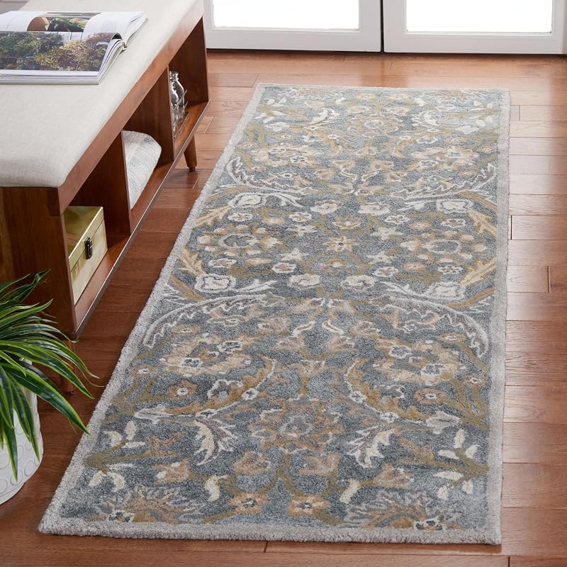 Alfombra pasillo viscosa hecha a mano 2'3"x7'
