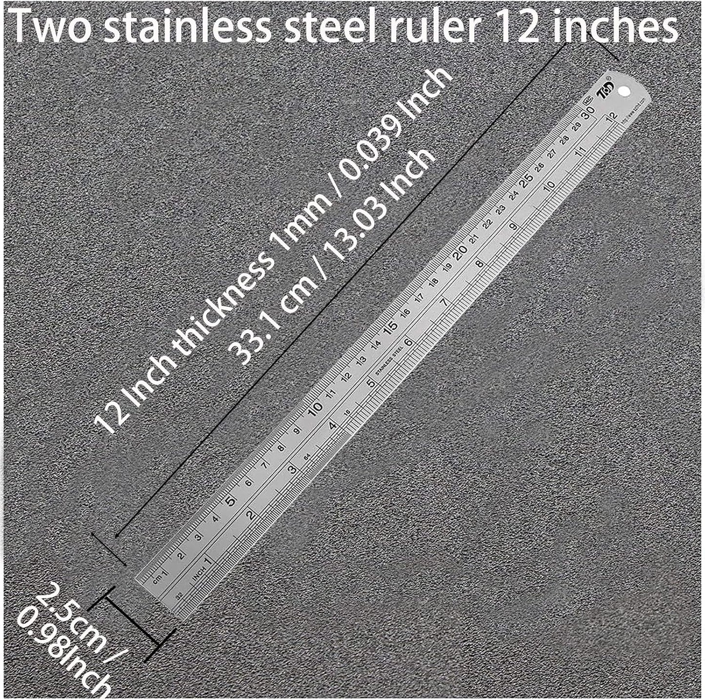 Regla metal 12pulg 2pzas color plateado