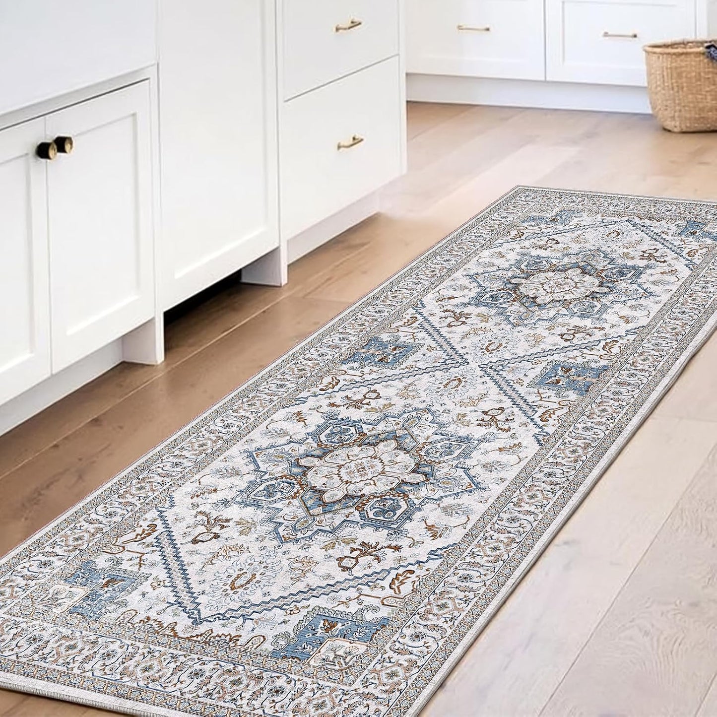 Alfombra suave entrada 2x6ft pelo bajo gris azul