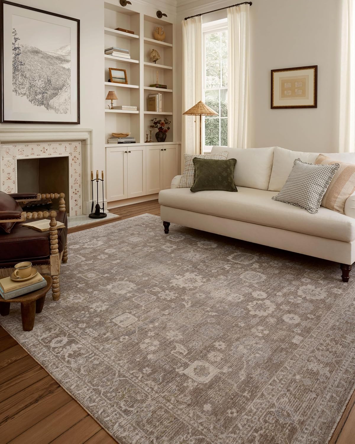 Alfombra acento taupe/marfil 2'3"x3'10" 0.38" pelo