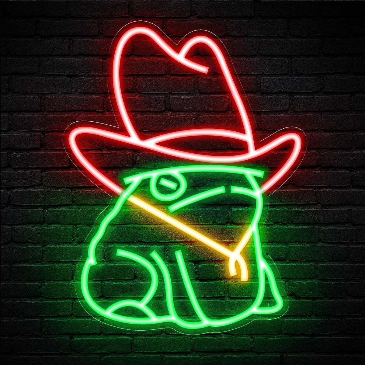 Letrero LED rana vaquero 12.6x9.8pulg decoración pared